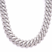 20mm moissanite emerald cut moissanite cuban link chain neck white