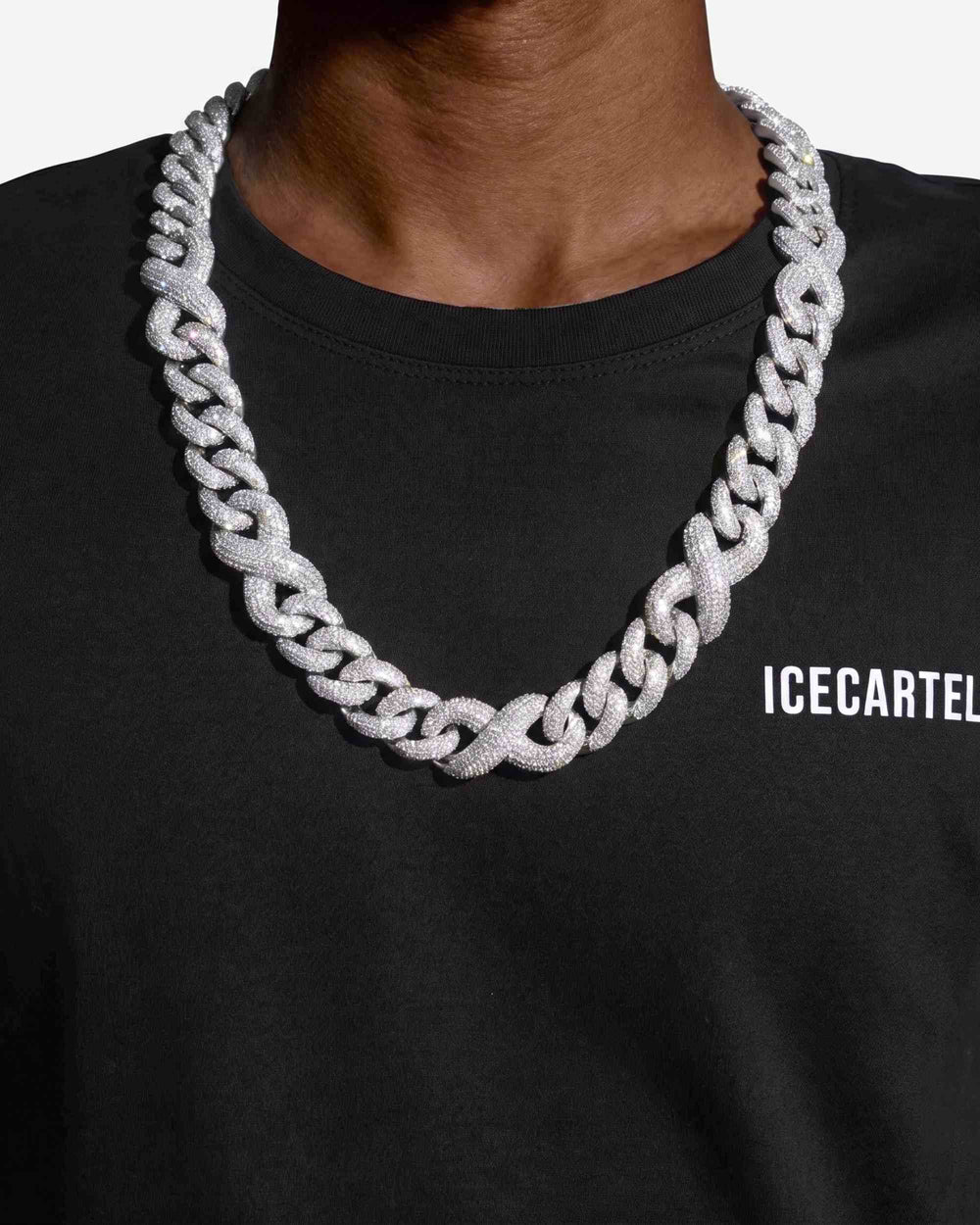 20MM Moissanite Infinity Link Chain 14K Gold - White Gold