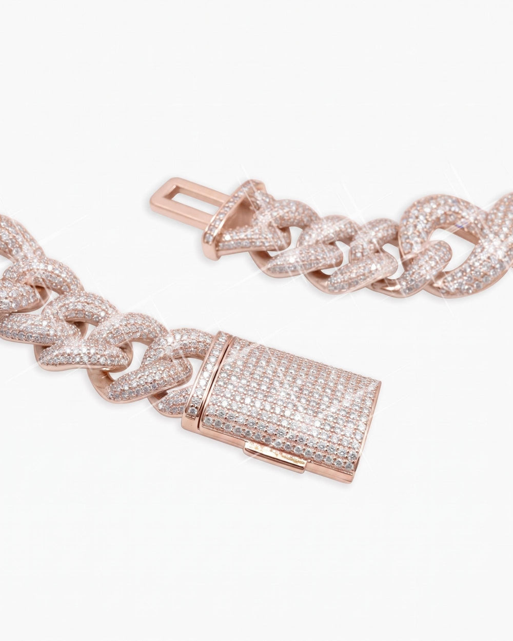20MM Moissanite Infinity Link Chain 14K Gold - Rose Gold