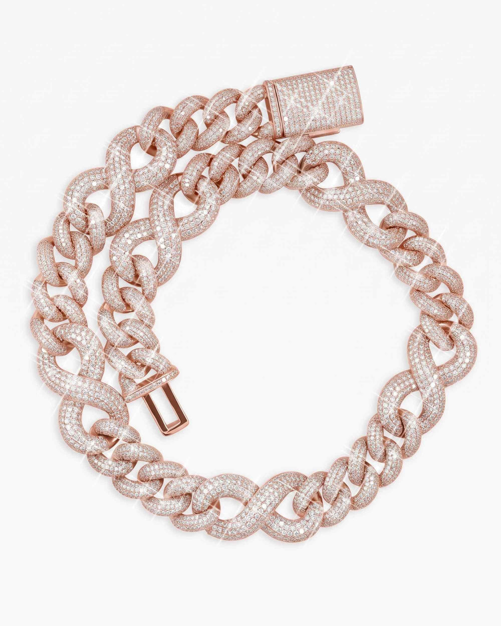 20MM Moissanite Infinity Link Chain 14K Gold - Rose Gold