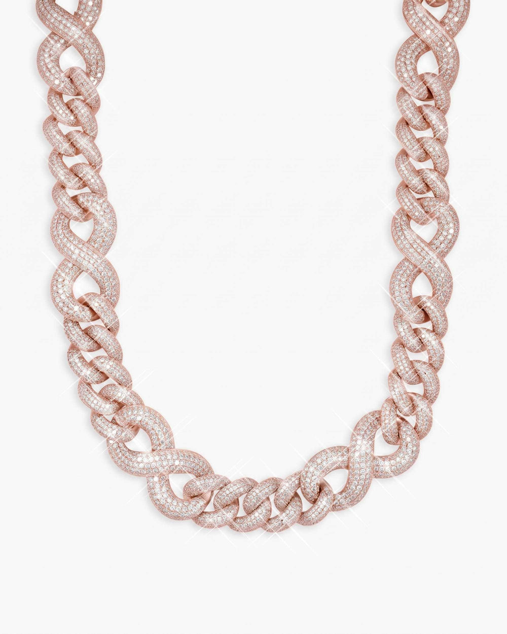 20MM Moissanite Infinity Link Chain 14K Gold - Rose Gold