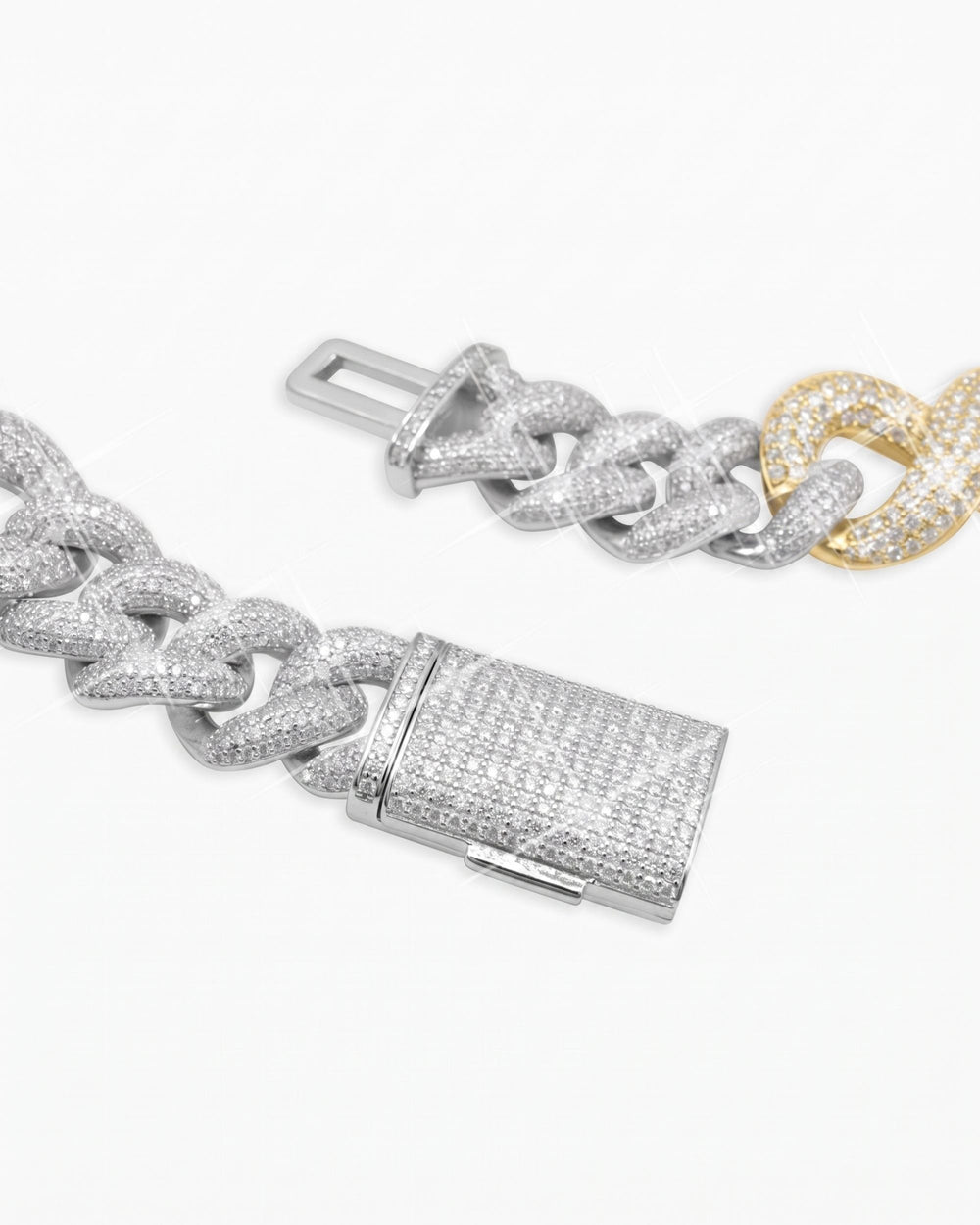 20MM Moissanite Infinity Link Chain 14K Gold - Two Tone