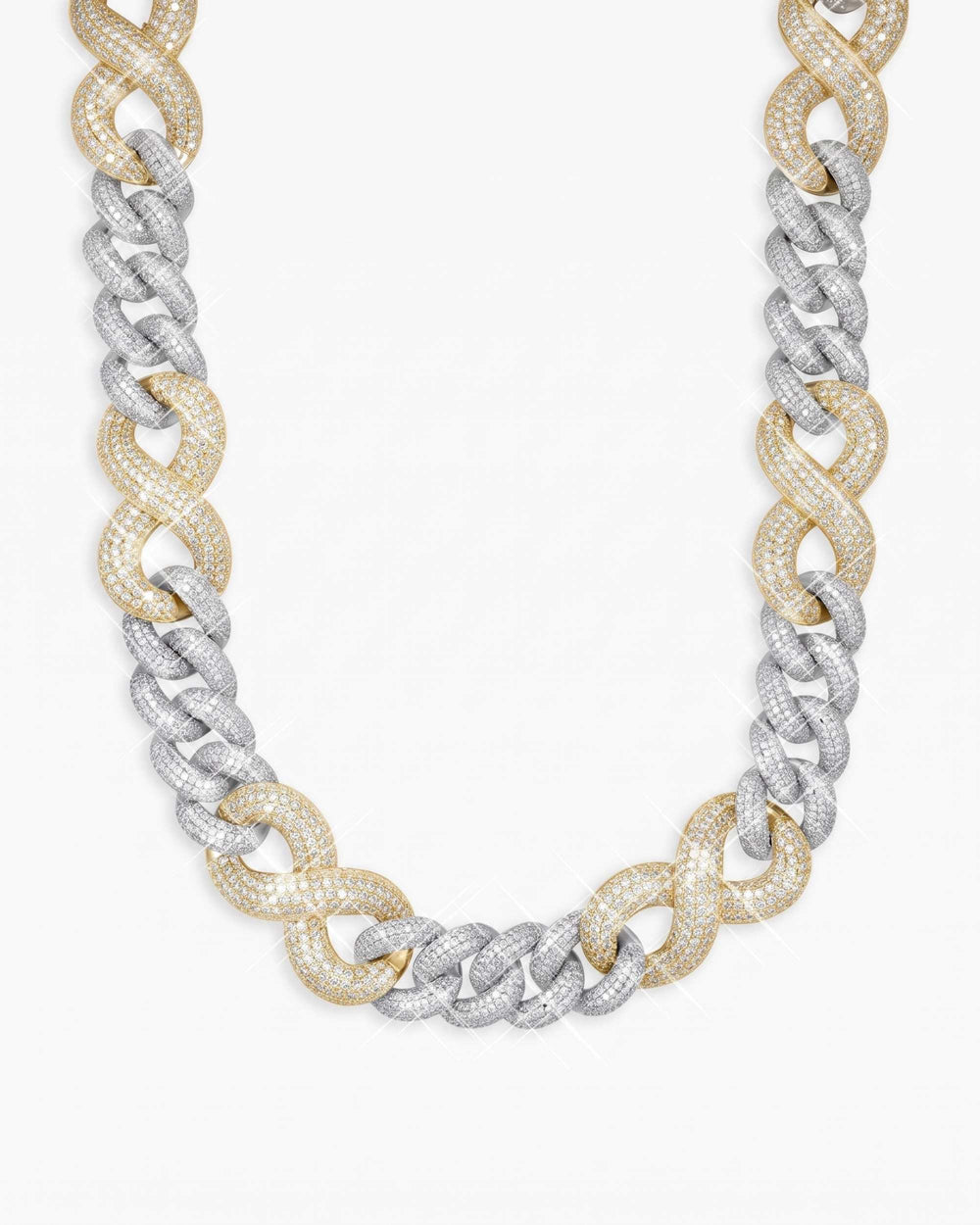 20MM Moissanite Infinity Link Chain 14K Gold - Two Tone