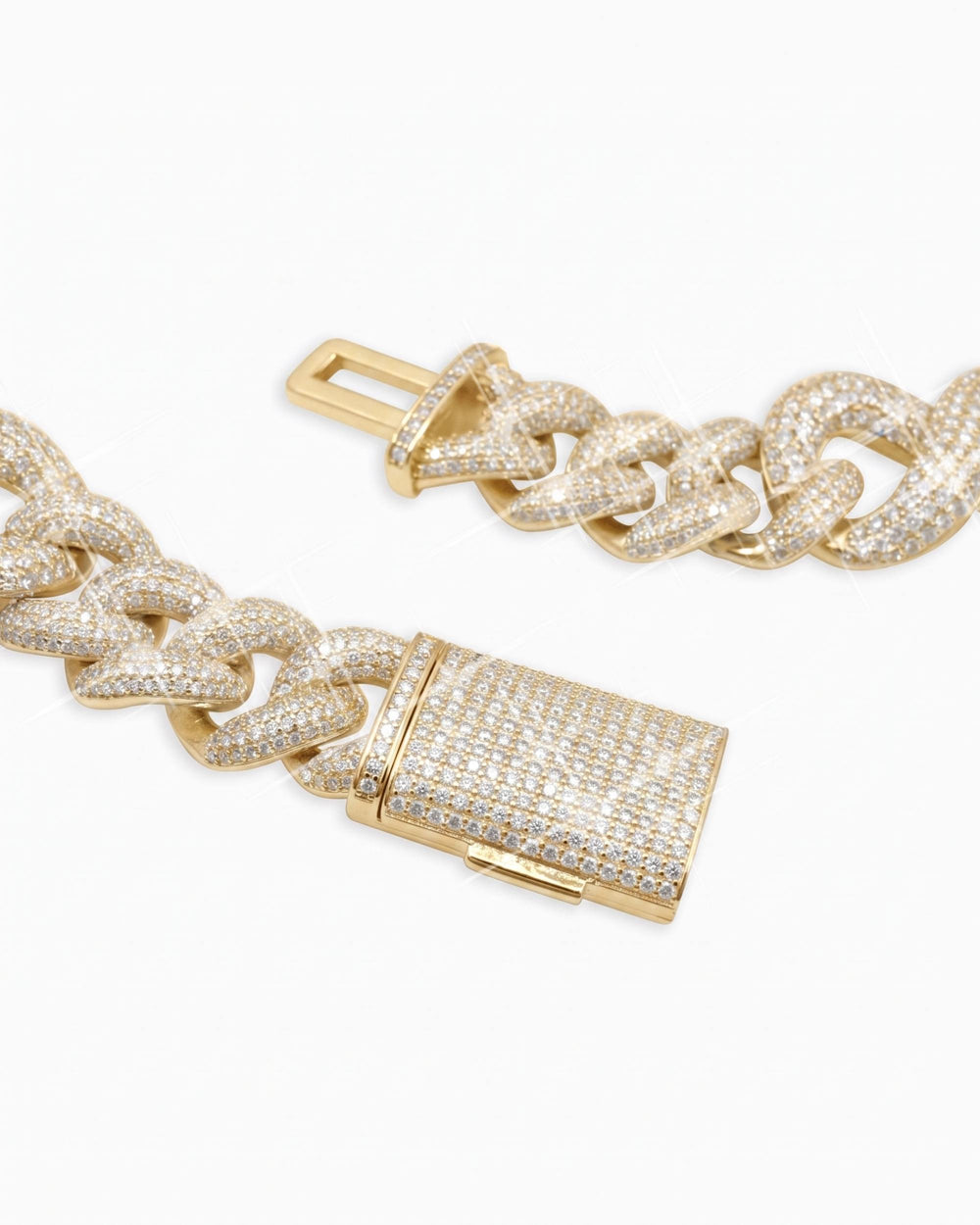 20MM Moissanite Infinity Link Chain 14K Gold - Yellow Gold
