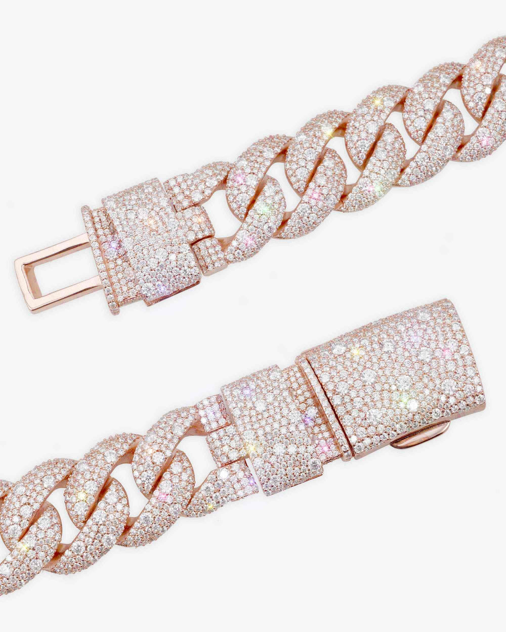 20MM Moissanite Miami Cuban Link Chain - Rose Gold
