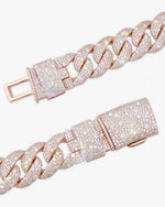 20MM Moissanite Miami Cuban Link Chain - Rose Gold