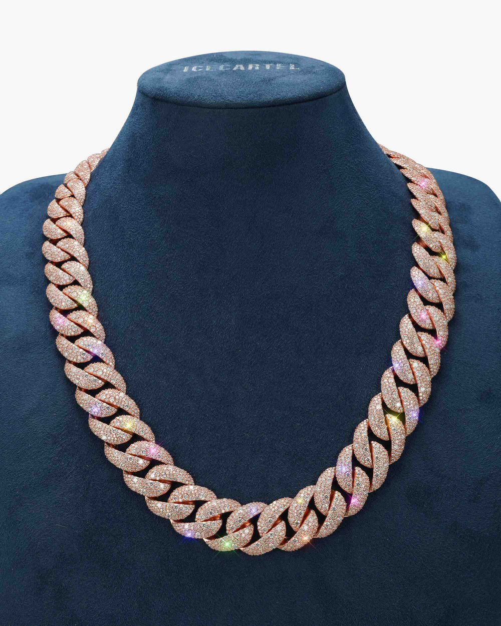 20MM Moissanite Miami Cuban Link Chain - Rose Gold