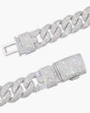 20MM Moissanite Miami Cuban Link Chain - White Gold