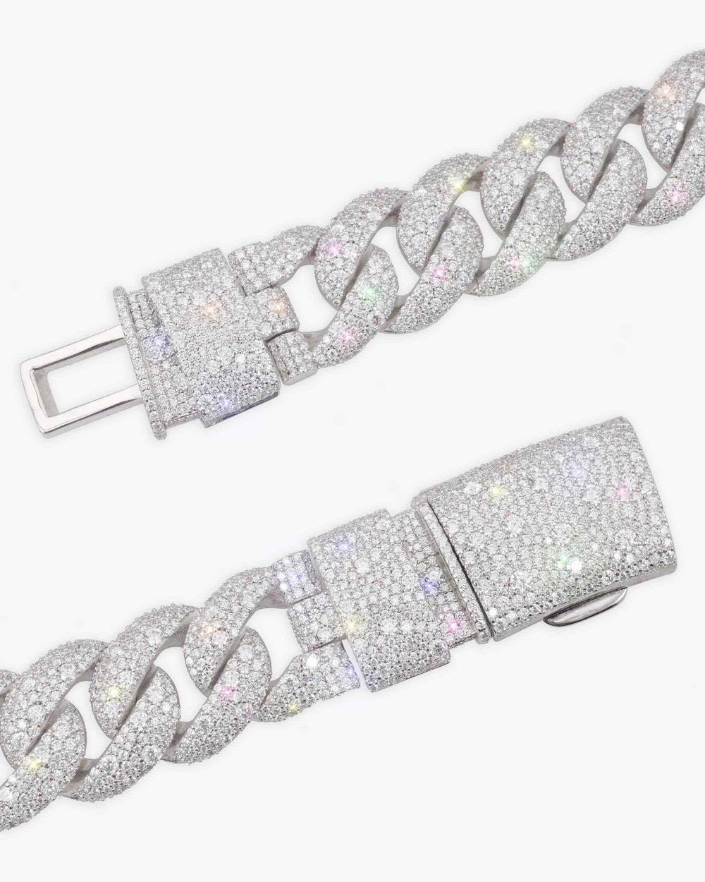 20MM Moissanite Miami Cuban Link Chain - White Gold