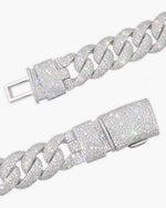 20MM Moissanite Miami Cuban Link Chain - White Gold