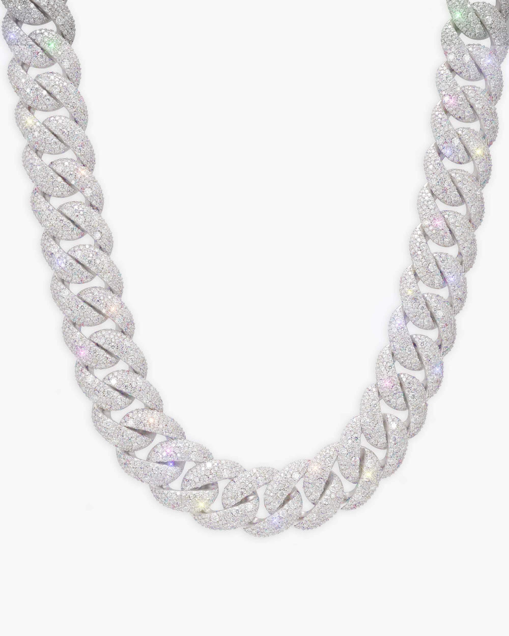 20MM Moissanite Miami Cuban Link Chain - White Gold
