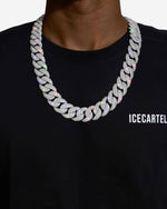 20MM Moissanite Miami Cuban Link Chain - White Gold