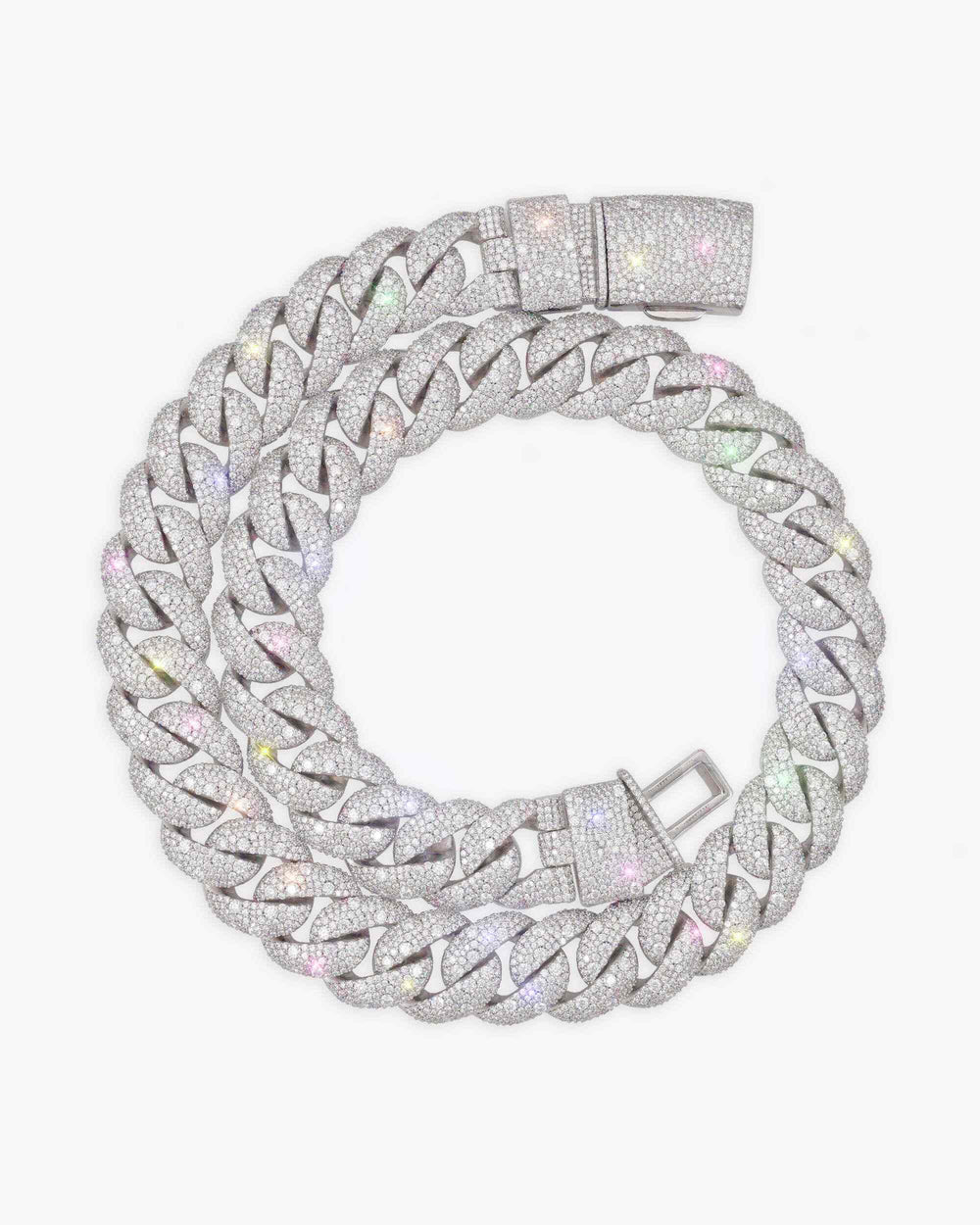 20MM Moissanite Miami Cuban Link Chain - White Gold
