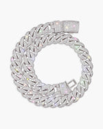 20MM Moissanite Miami Cuban Link Chain - White Gold