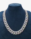 20MM Moissanite Miami Cuban Link Chain - White Gold