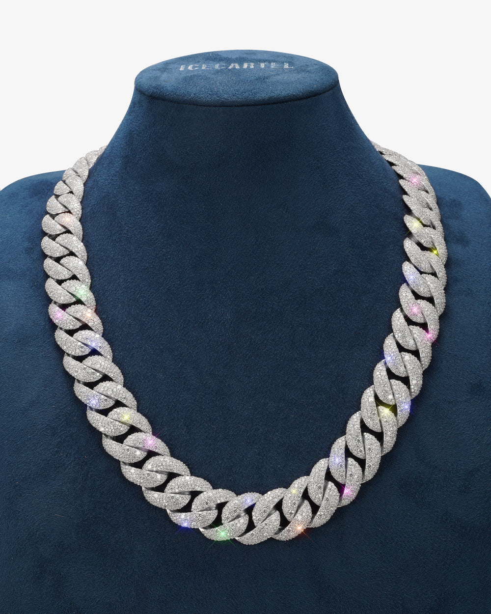 20MM Moissanite Miami Cuban Link Chain - White Gold