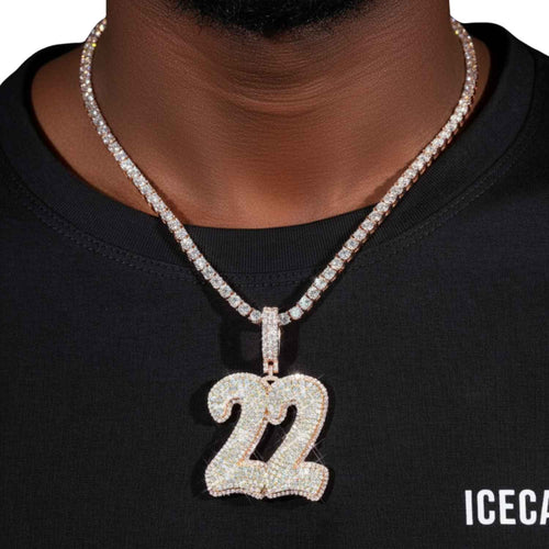 "22" Custom Moissanite Pendant 14K Gold model1