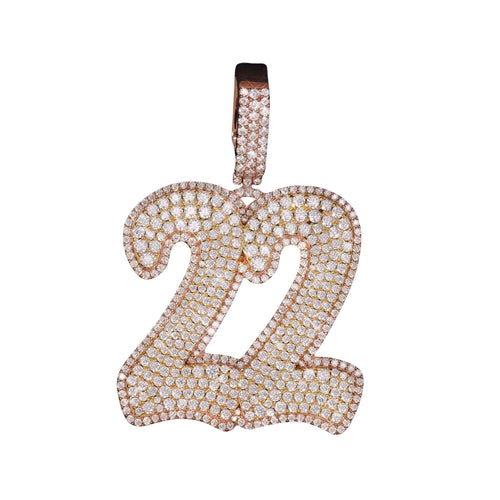 "22" Custom Moissanite Pendant 14K Gold 1