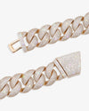 22MM Moissanite 6-Row Miami Cuban Link Chain 14K Gold - Rose Gold