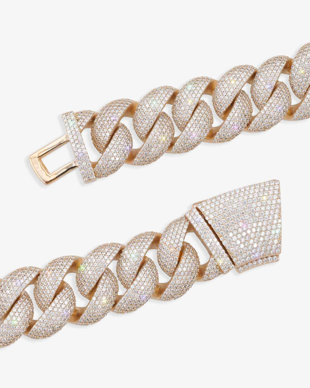 22MM Moissanite 6-Row Miami Cuban Link Chain 14K Gold - Rose Gold