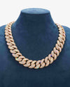 22MM Moissanite 6-Row Miami Cuban Link Chain 14K Gold - Rose Gold