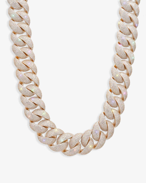 22mm moissanite 6 row miami cuban link chain 14k gold rose main