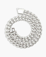 22MM Moissanite 6-Row Miami Cuban Link Chain 14K Gold - White Gold