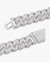 22MM Moissanite 6-Row Miami Cuban Link Chain 14K Gold - White Gold