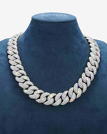 22MM Moissanite 6-Row Miami Cuban Link Chain 14K Gold - White Gold