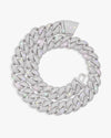 22MM Moissanite 6-Row Miami Cuban Link Chain 14K Gold - White Gold