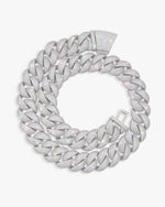 22MM Moissanite 6-Row Miami Cuban Link Chain 14K Gold - White Gold