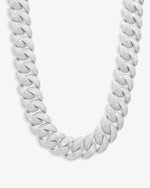 22MM Moissanite 6-Row Miami Cuban Link Chain 14K Gold - White Gold