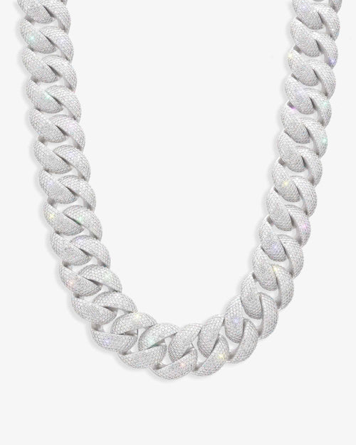 22mm moissanite 6 row miami cuban link chain 14k gold white main