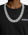 22MM Moissanite 6-Row Miami Cuban Link Chain 14K Gold - White Gold