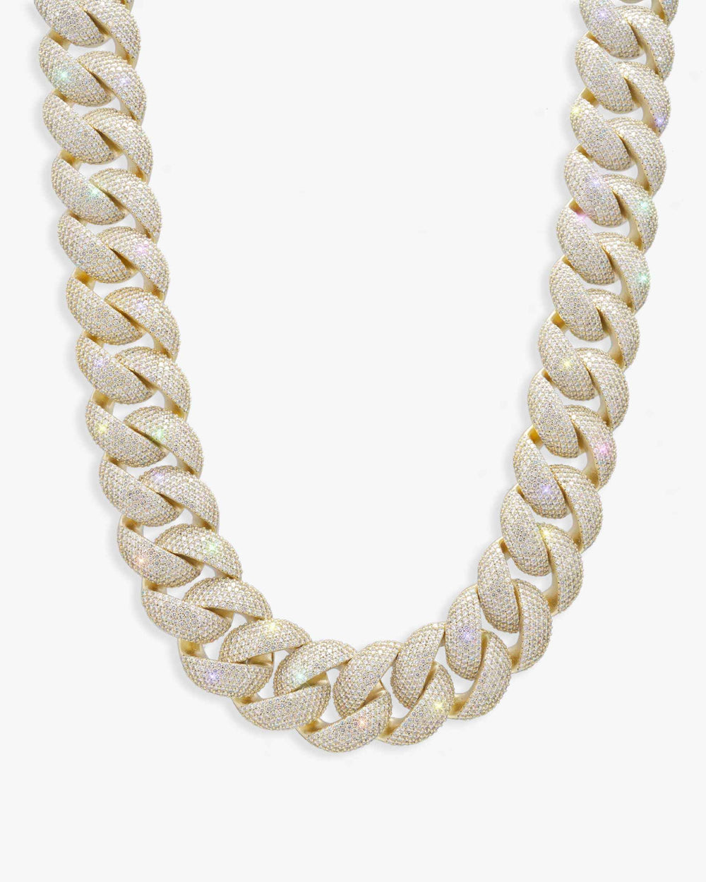 22MM Moissanite 6-Row Miami Cuban Link Chain 14K Gold - Yellow Gold