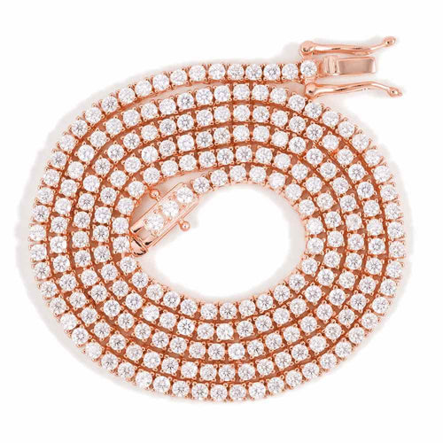 2MM Diamond Tennis Chain 14K Solid Rose Gold First