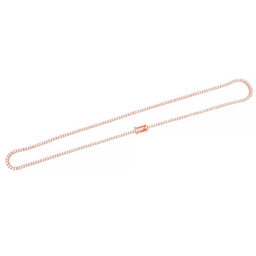 2MM Diamond Tennis Chain 14K Solid Rose Gold Full