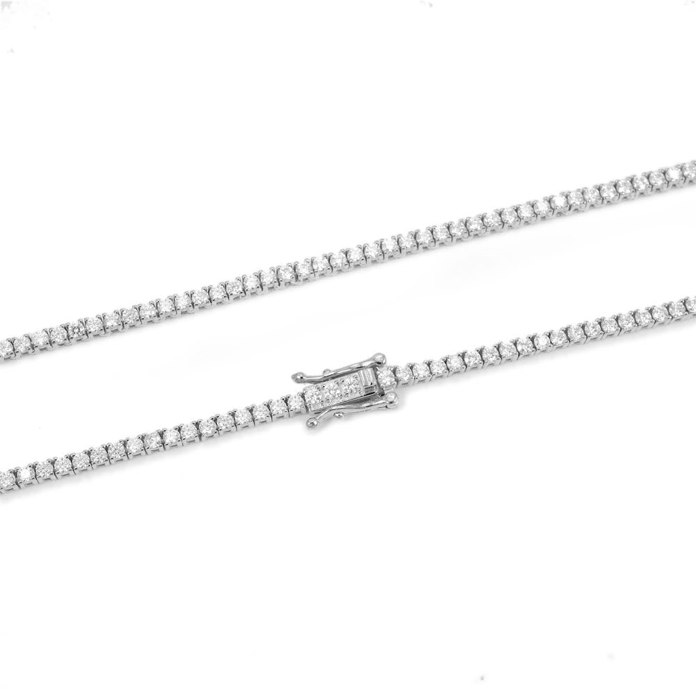 2MM Diamond Tennis Chain 14K Solid White Gold clasp