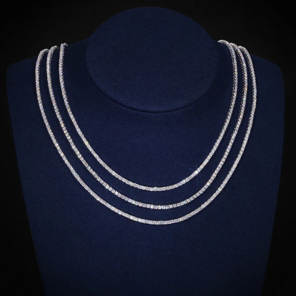 2MM Moissanite Tennis Chain 14K Gold