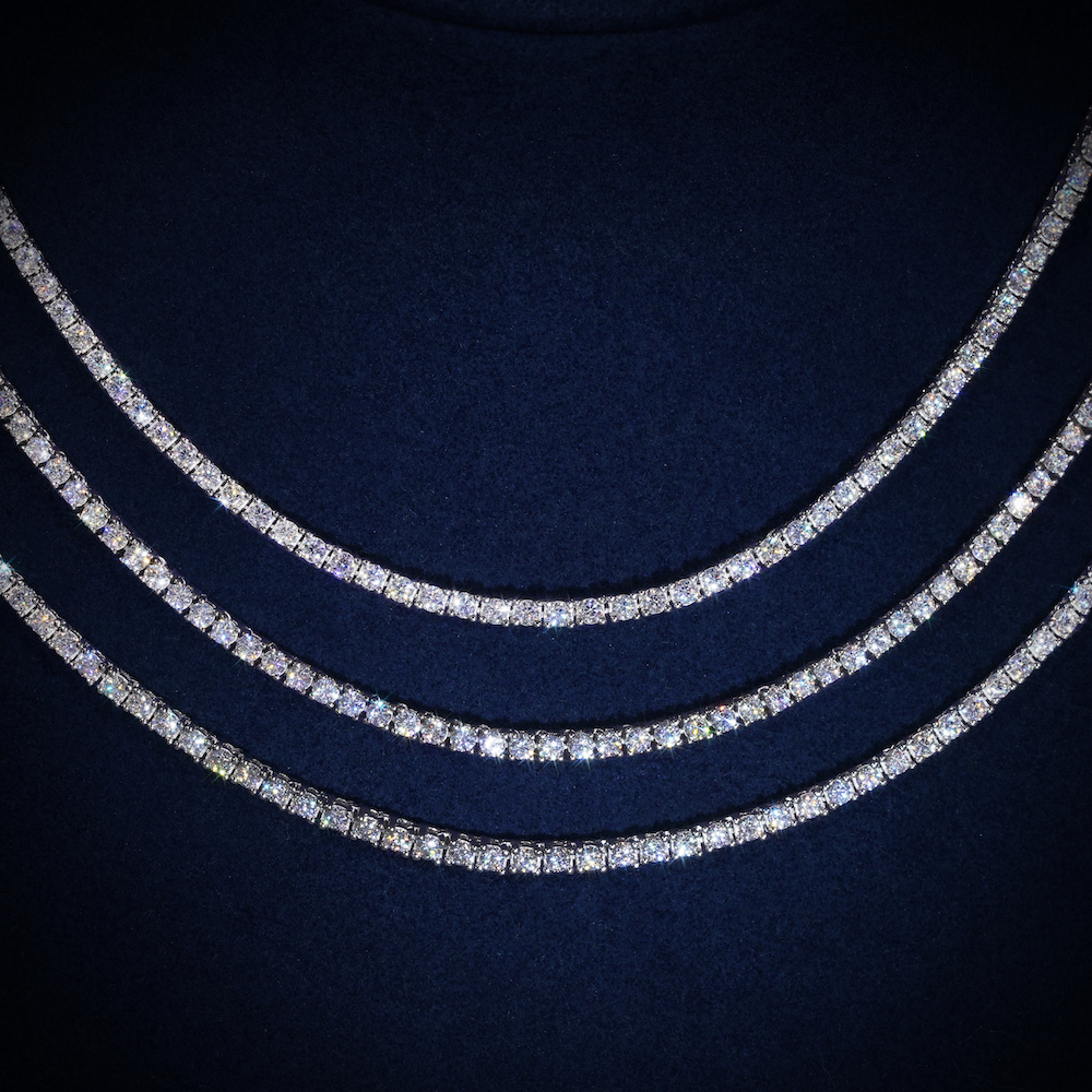 TENNIS CHAIN NECKLACE 2 MM LIGHT BLUE TENNIS CHAIN NECKLACE 2 MM LIGHT BLUE
