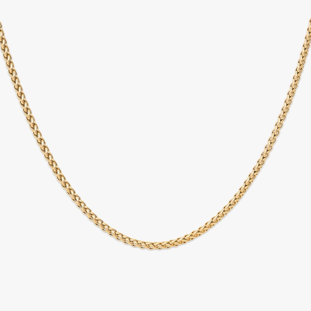 2mm solid gold wheat link chain