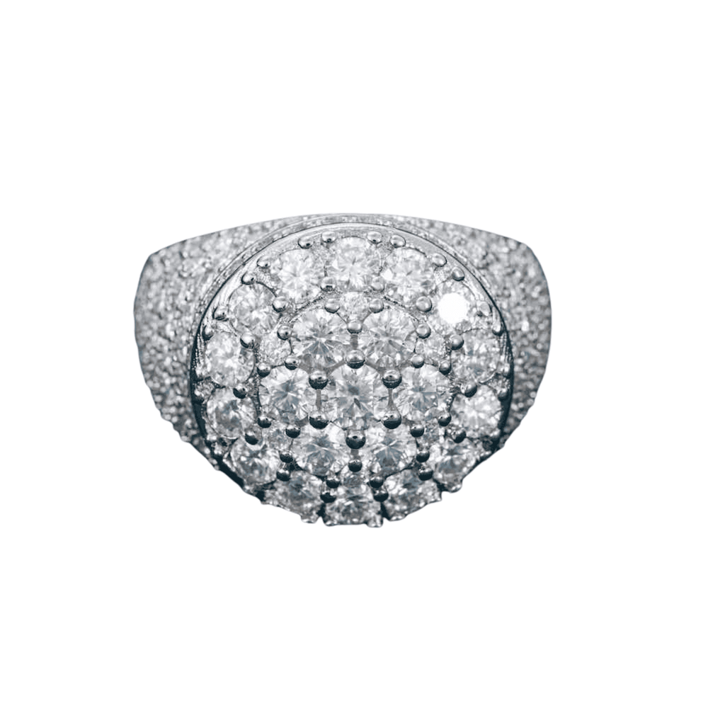 3 layer moissanite dome ring 14k front1