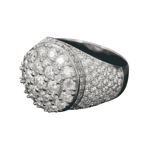 3 layer moissanite dome ring 14k side1