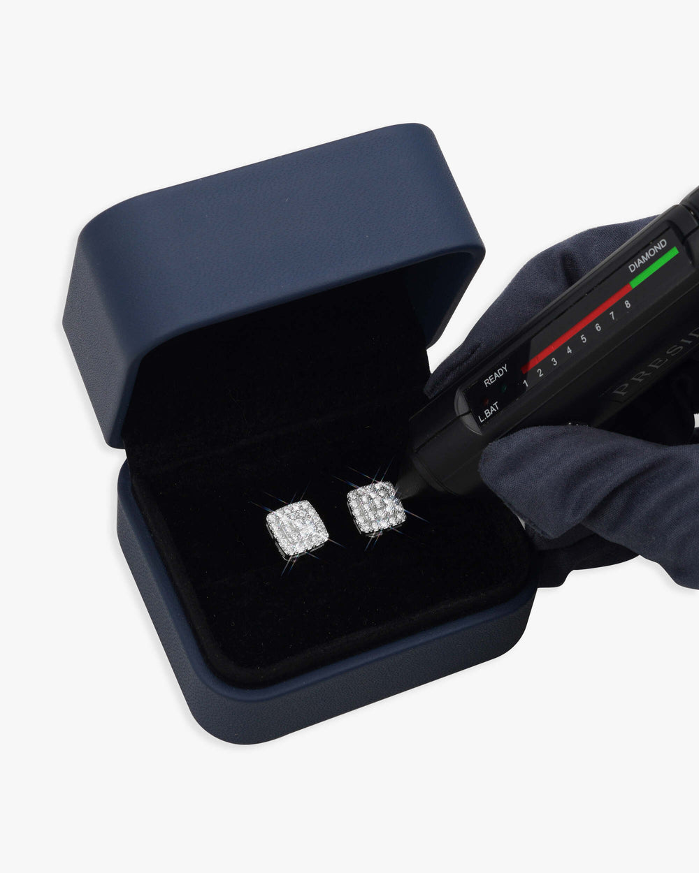 3 layer moissanite halo earrings 14k gold icecartel box