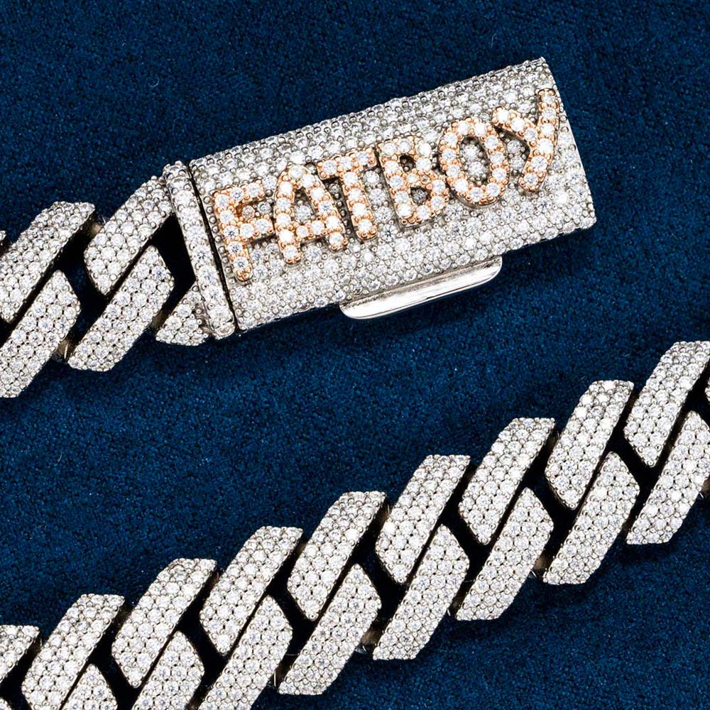 3 row 15mm moissanite cuban link chain 14k white gold custom  letters clasp icecartel
