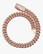 3 Row 20MM Prong Moissanite Cuban Link Chain 14K Gold - Rose Gold