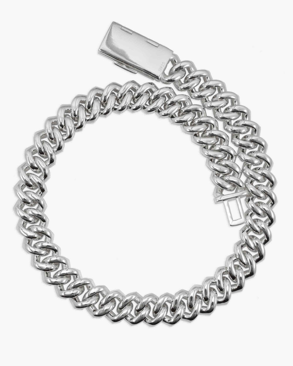 3 Row 20MM Prong Moissanite Cuban Link Chain 14K Gold - White Gold