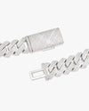 3 Row 20MM Prong Moissanite Cuban Link Chain 14K Gold - White Gold