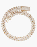 3 Row 20MM Prong Moissanite Cuban Link Chain 14K Gold - Yellow Gold