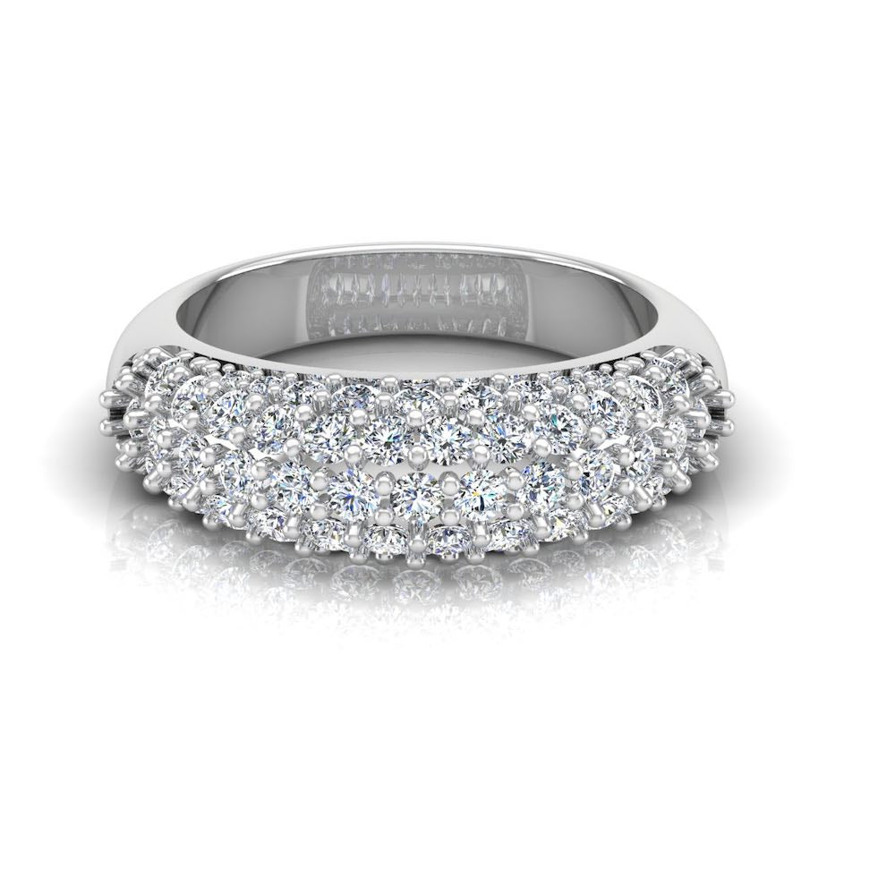 3-Row Pave Moissanite Engagement Ring front